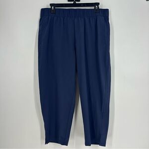 TALBOTS Pull On Navy Cropped Joggers Comfort Travel Pants Sz L Petite